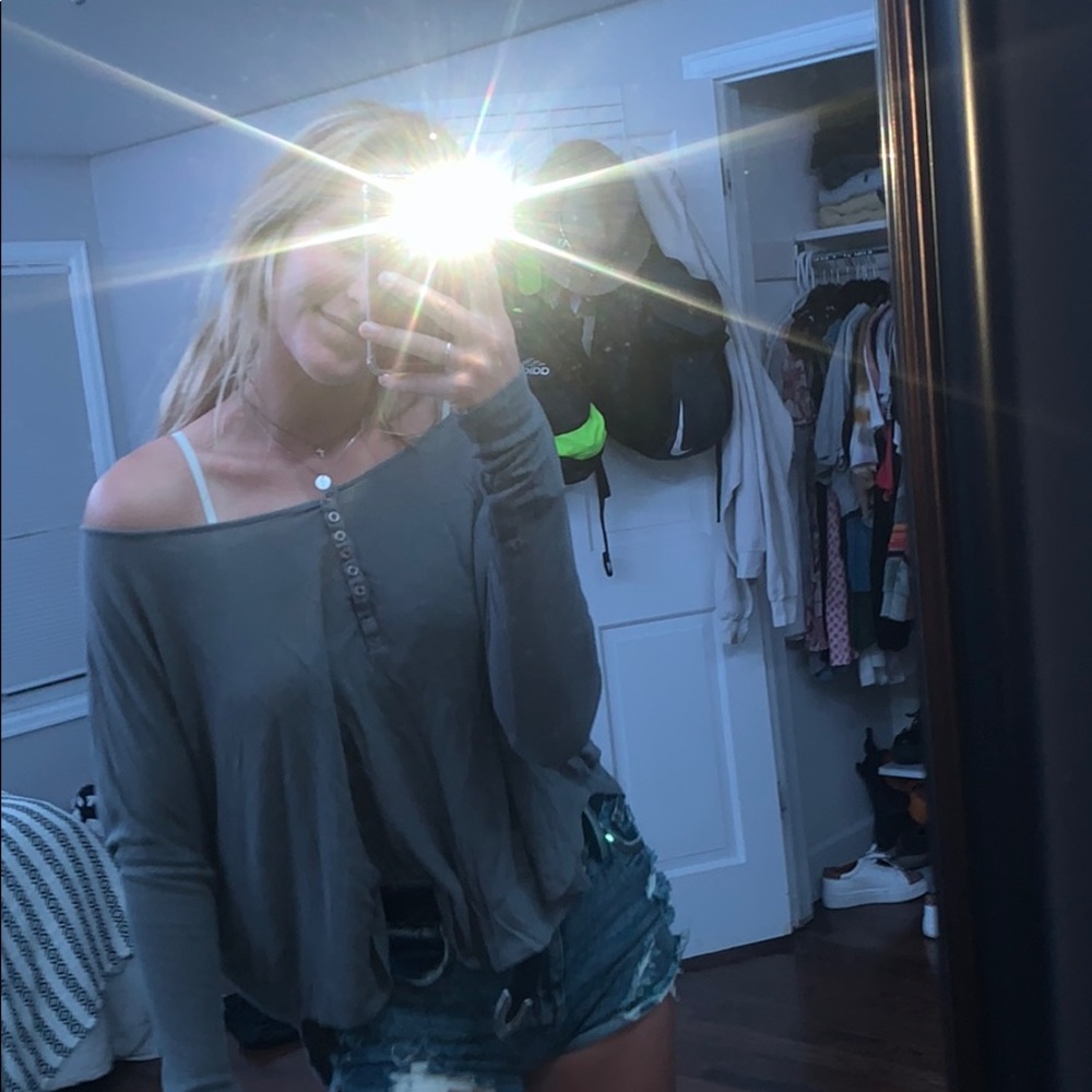 grey oversized long sleeve shirt